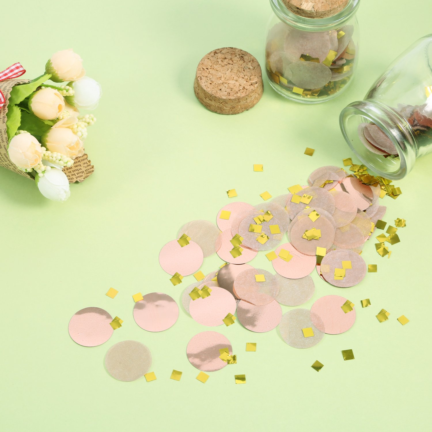 (50g) Seidenpapier Konfetti Party Dekoration Streukonfetti Metallic Tischdeko - Rosa / Gold