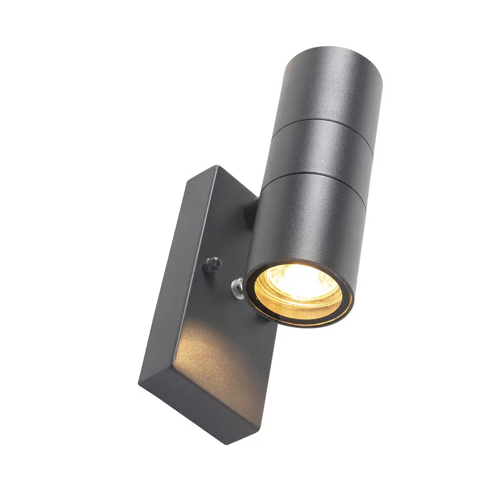 Qazqa buitenlampen met sensor duo grijs gu10