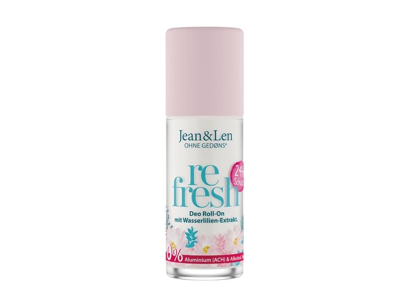 Jean & Len Deo Roll-On Balsam Wasserlilie 50 ml Natürliches, veganes, sensitives Deo mit zuverlässigem 24 h Schutz und ideal auch für nach der Rasur