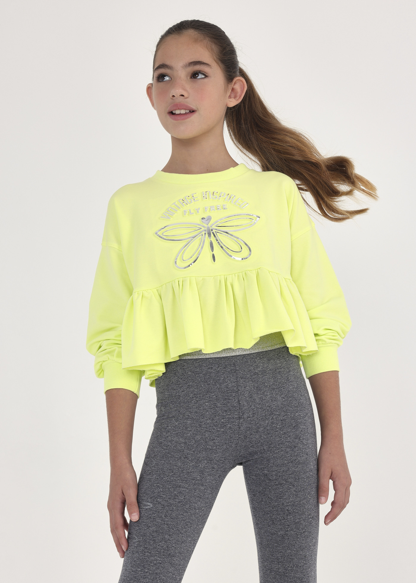 Blusa de moletom infantil com babados
