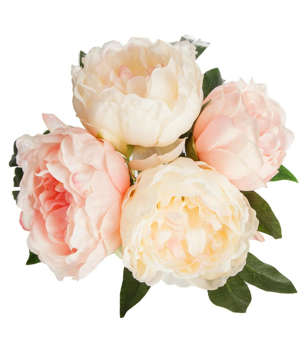 Bouquet de fleurs artificielles 4 pivoines roses d. 25 x h. 30 cm