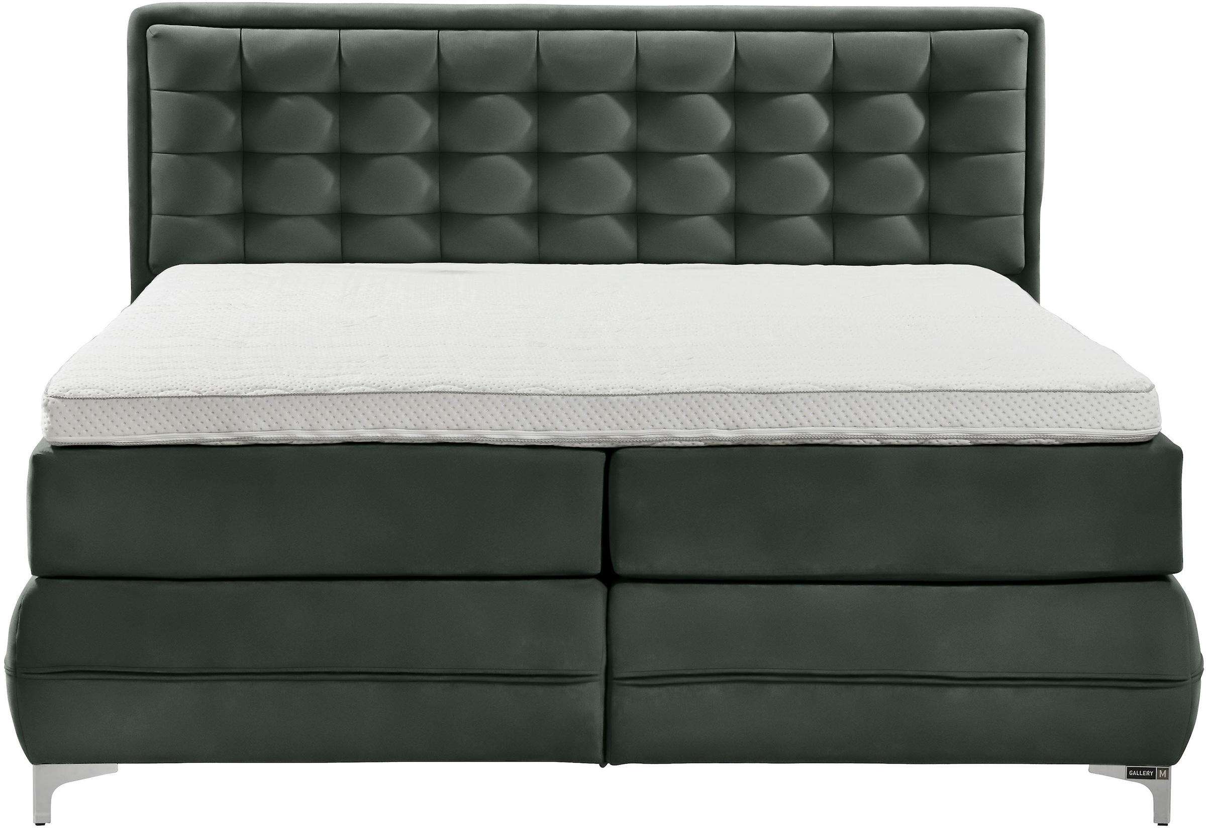 Musterring Boxspringbett »Dubai« Winkelfuss in Chrom, 3 Härtegrade, Kopfteil in Kassettensteppung