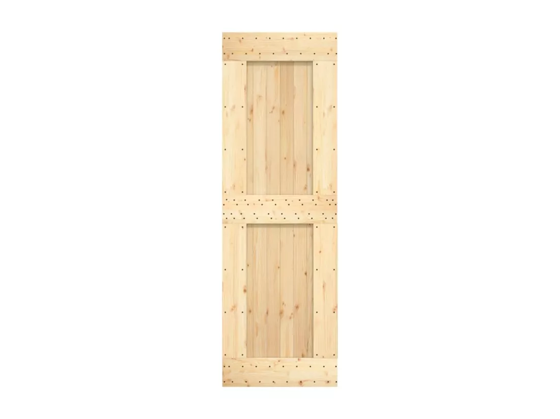 Porte coulissante et kit de quincaillerie 70x210 cm pin massif