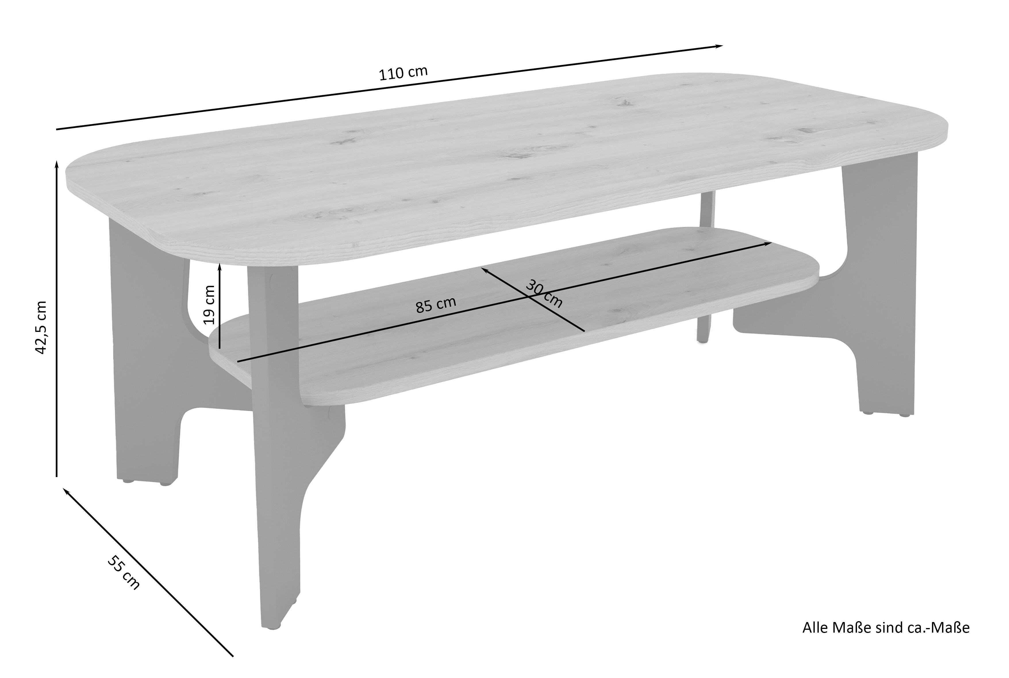 byLIVING Couchtisch JONNY, Breite 110 cm, Artisan Eiche (Eiche-Optik)/anthrazit