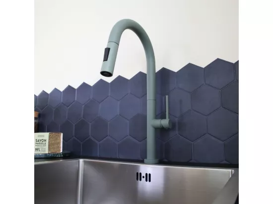 Portofino mitigeur évier à douchette extractible gris vert - Essebagno