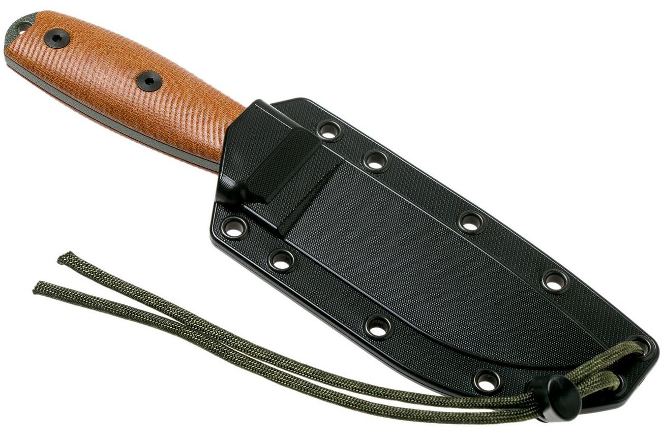 ESEE Model 4 OD Green Blade 3D Natural Canvas Micarta survivalmes 4POD-011 zwarte schede   riemclip