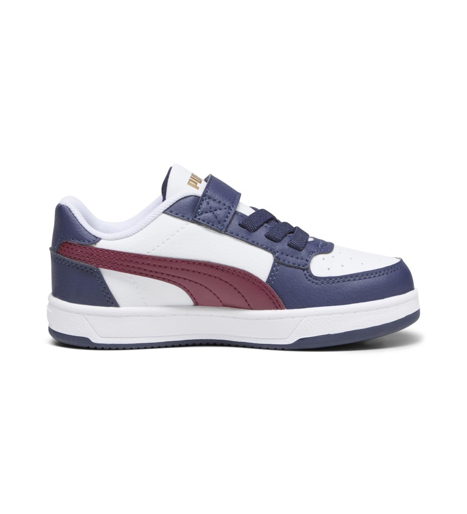 Tênis Puma Caven 2.0, branco e azul marinho.