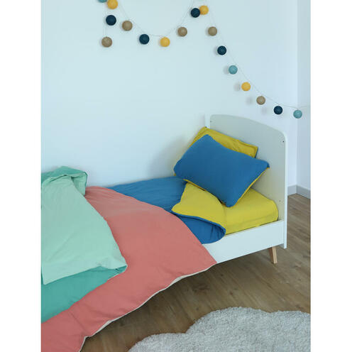 Parure de couette + taie 100x140 / 40x60cm Perle Blanc - DOMIVA