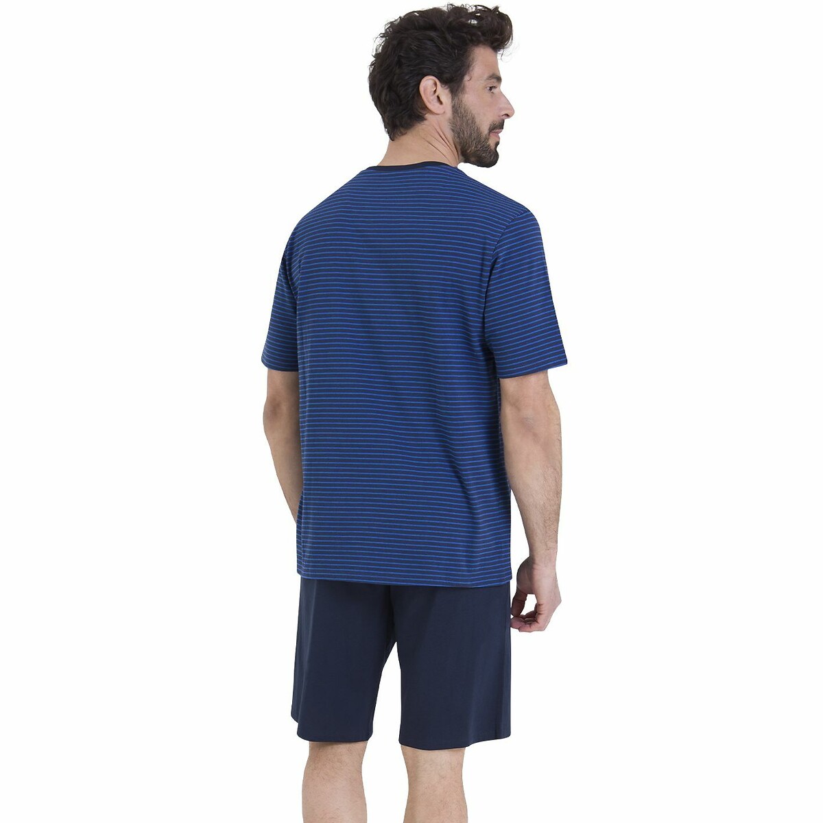 ATHENA<br>Shorts de pijama com blusa listrada e calça lisa