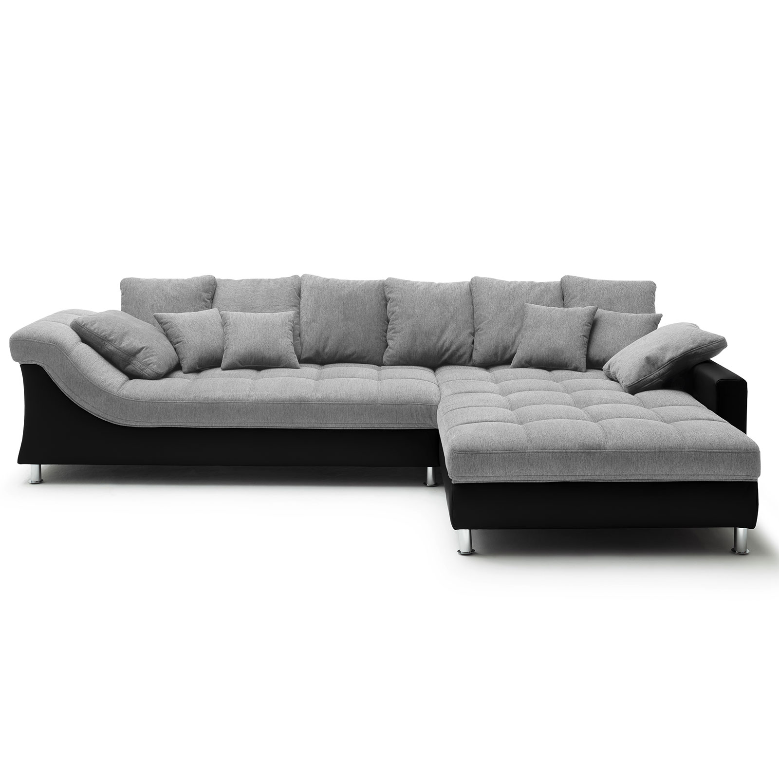 Ecksofa - grau-schwarz - beidseitig montierbar