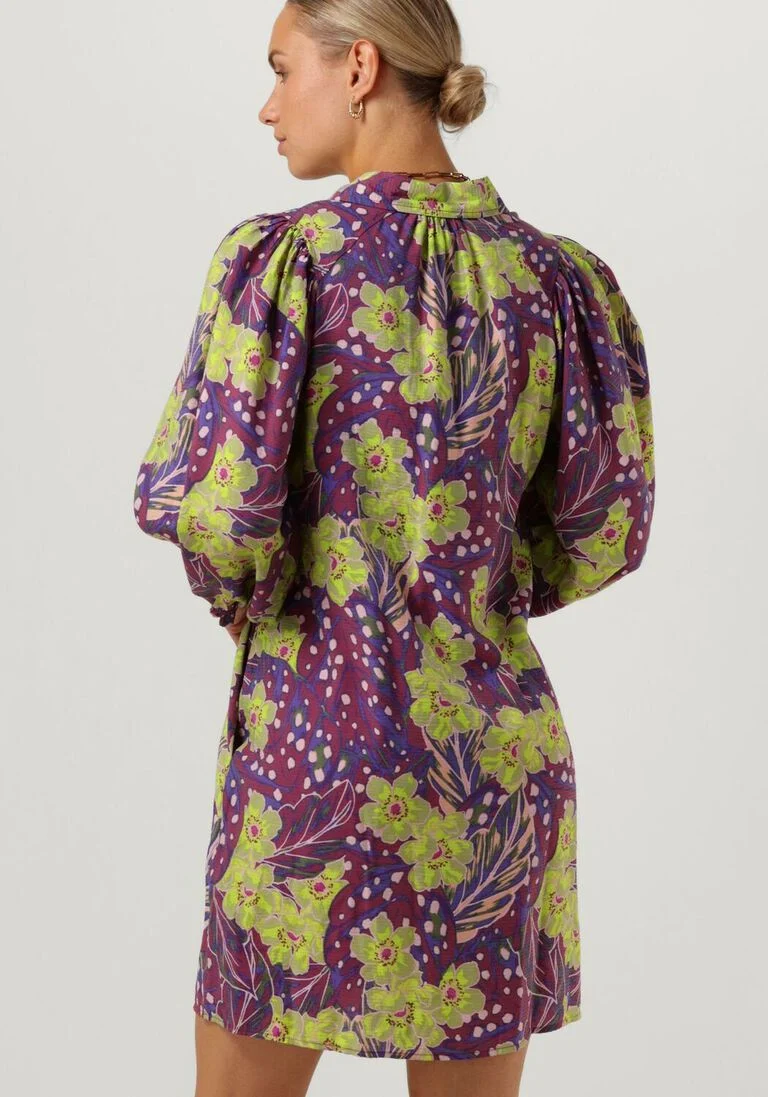 Y.A.S. paarse y.a.s. mini jurk yasemili 7/8 shirt dress s.
