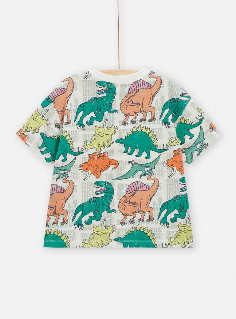 T-shirt écru imprimé dinosaure pour garçon