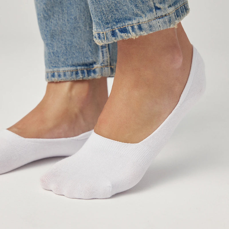 Mid Cut Füßlinge Damen & Herren aus Bio-Baumwolle Weiß
