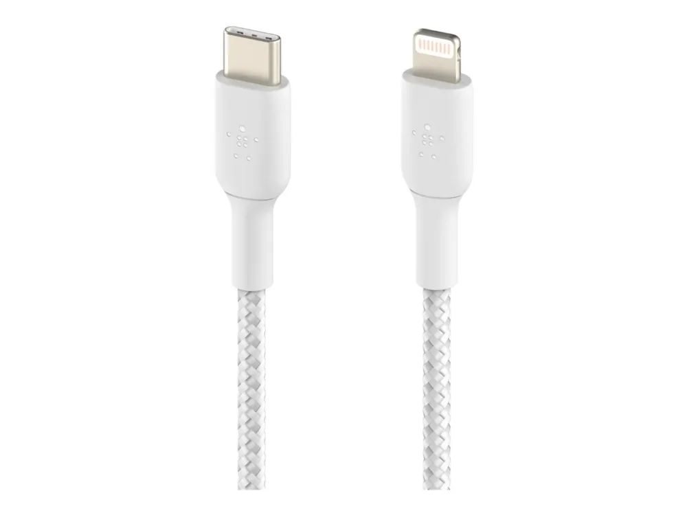 Belkin BoostCharge - Lightning-kabel - 24 pin USB-C han til Lightning han - 2 m - hvid - USB Power Delivery (18 W)