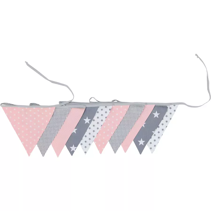 Ullenboom Wimpelkette & Stoffgirlande 325 cm (10 Wimpel) Rosa Grau
