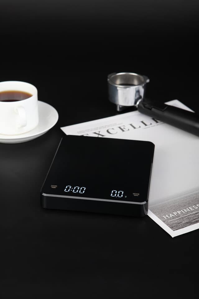 Genopladelig kaffevægt med timer 3 kg / 0,1 g Sort