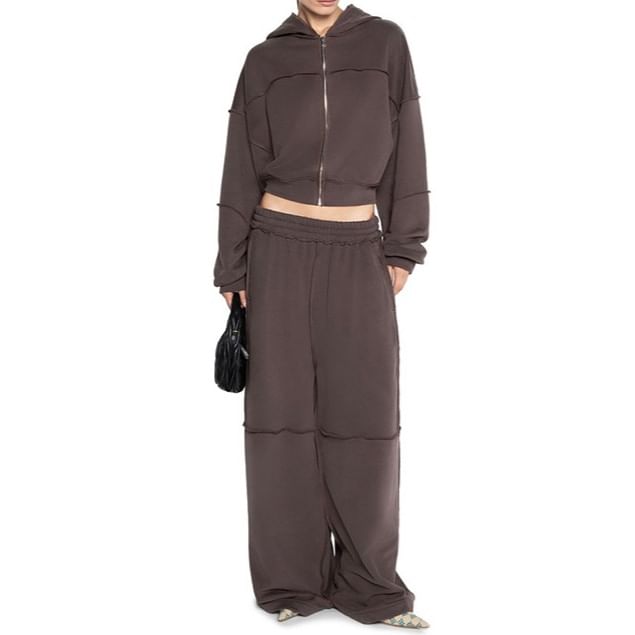 Oonnukal - Set: effen hoodie met rits + wijde broek