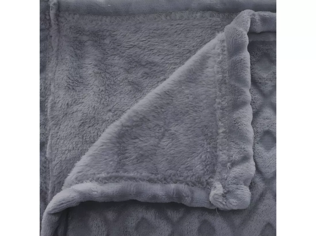 Plaid Gris motif losange en relief 180 x 230 cm