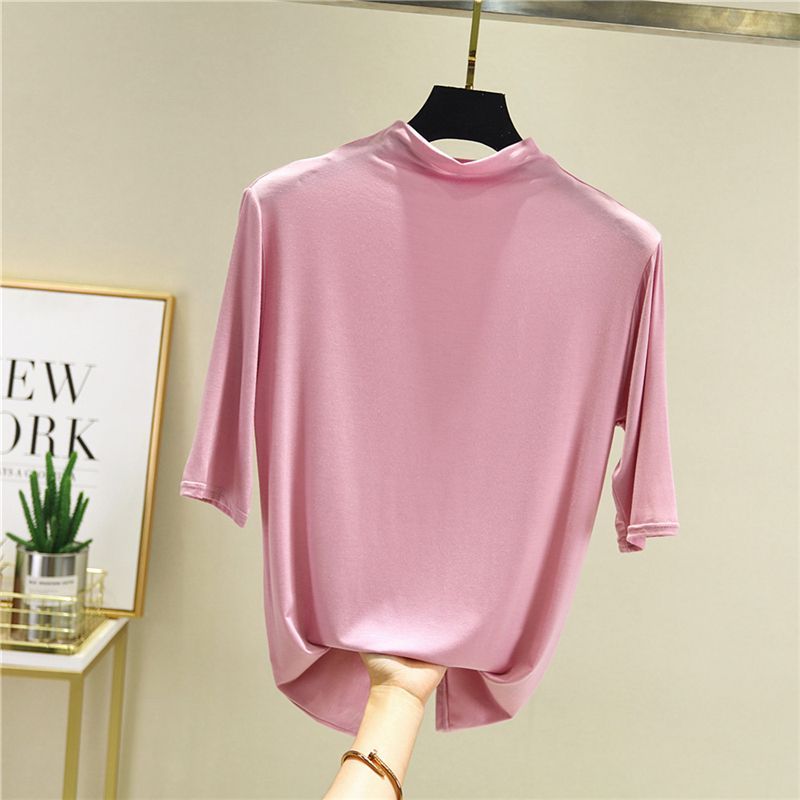 KUMI - T-shirt met opstaande kraag en elleboogmouwen