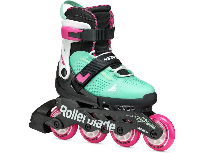 ROLLERBLADE Inline-Skates Microblade XT Schwarz/Meergrün, 3 Verstellbare Inline-Skates für Kinder