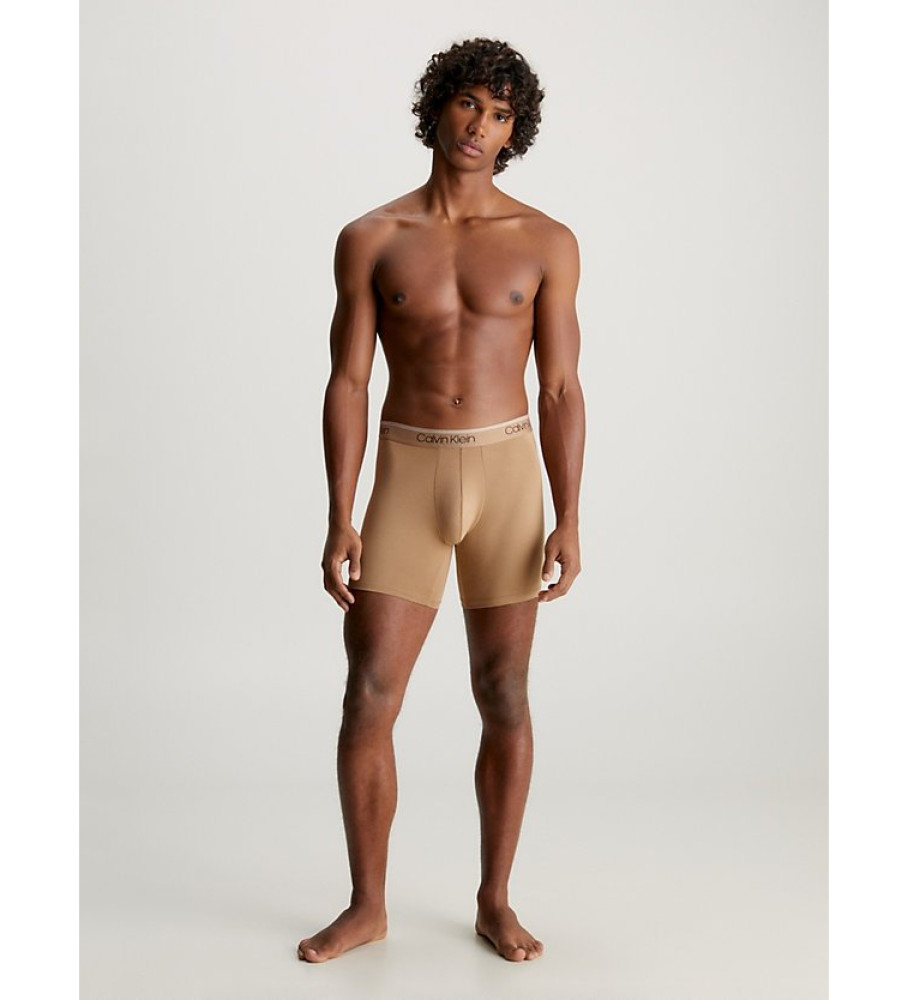 Conjunto com 3 Cuecas Boxer Longas Calvin Klein - Azul, Marrom, Preta