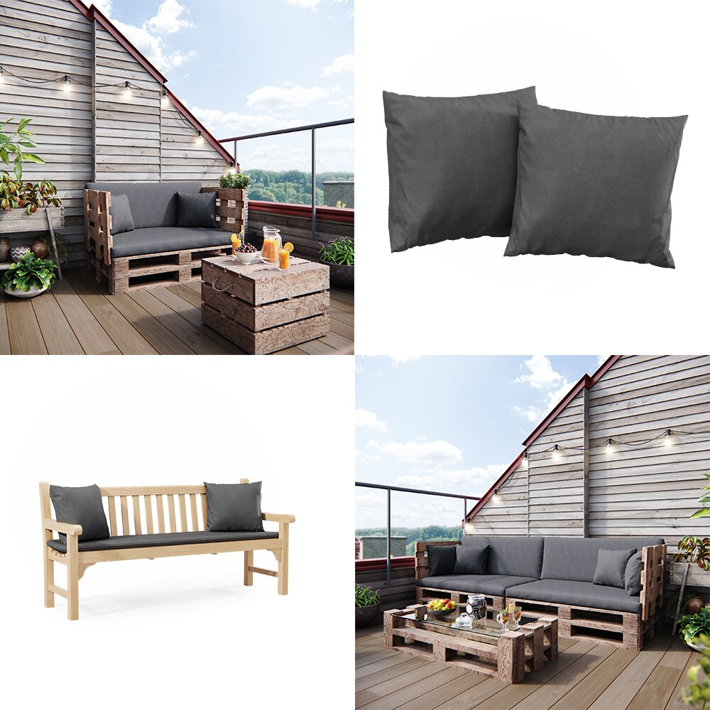 Vicco Loungekissen Palettenkissen Gartenkissen Grau 2er Set Balkonkissen