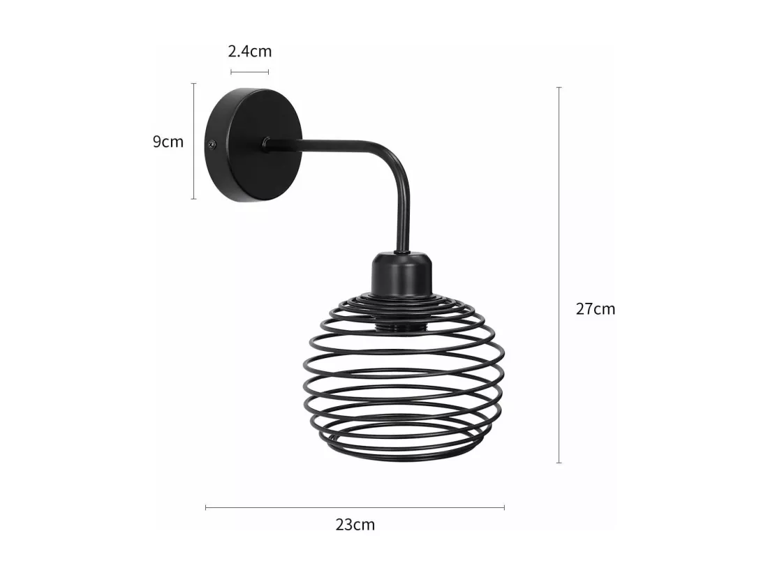 NETTLIFE applique murale vintage lampe d'intérieur éclairage mural rétro lampe de couloir noire E27