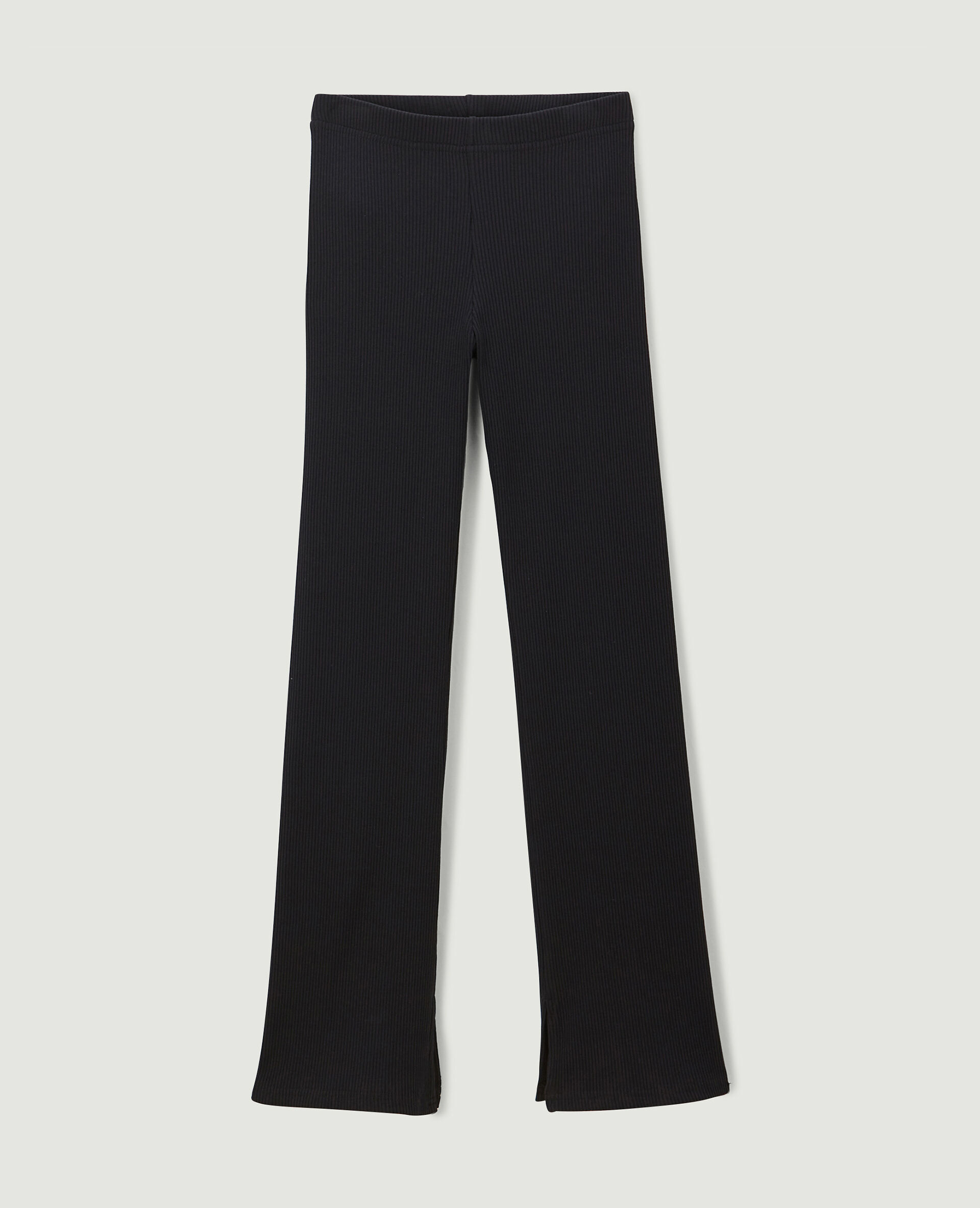 Pantalon flare en maille côtelée - Noir