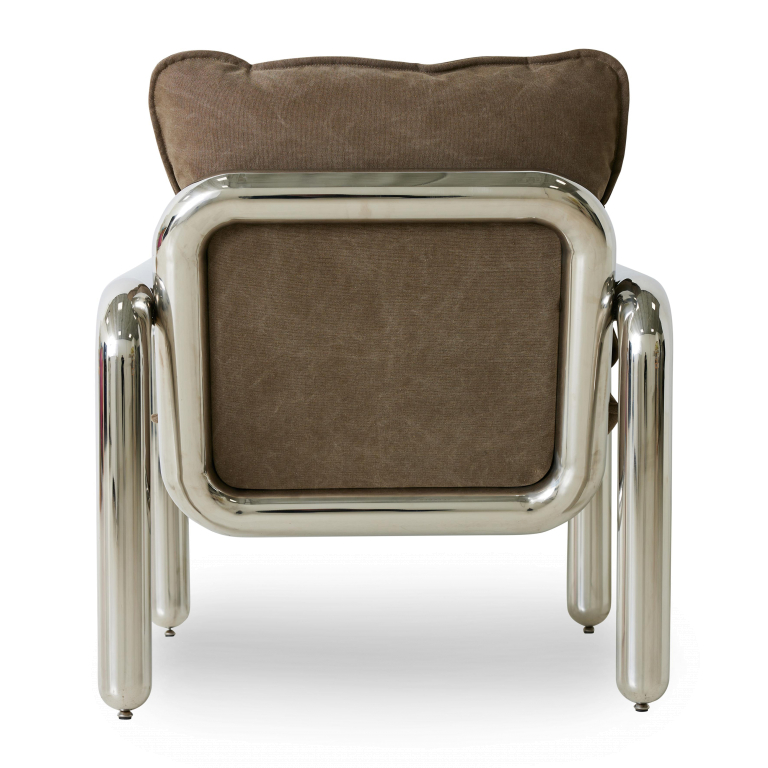 HKliving Chrome Lounge fauteuil velvet, brown