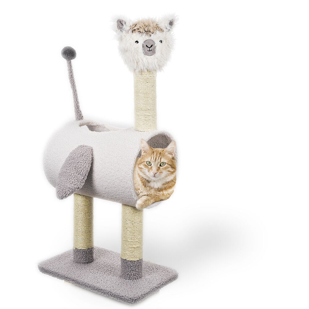 Arbre à chat forme licorne ou lama 3 griffoirs 1 couchage 40x26xH84cm