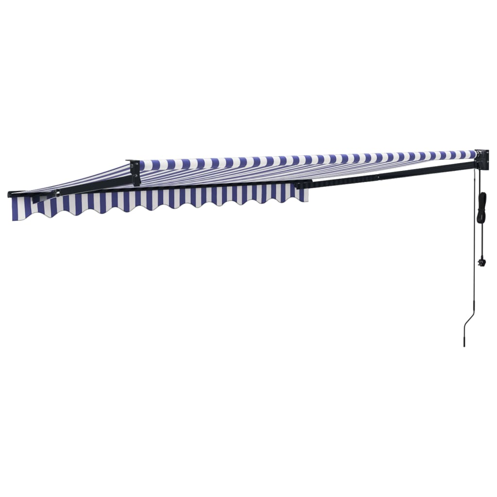 Auvent rétractable automatique bleu et blanc 3,5x2,5 m