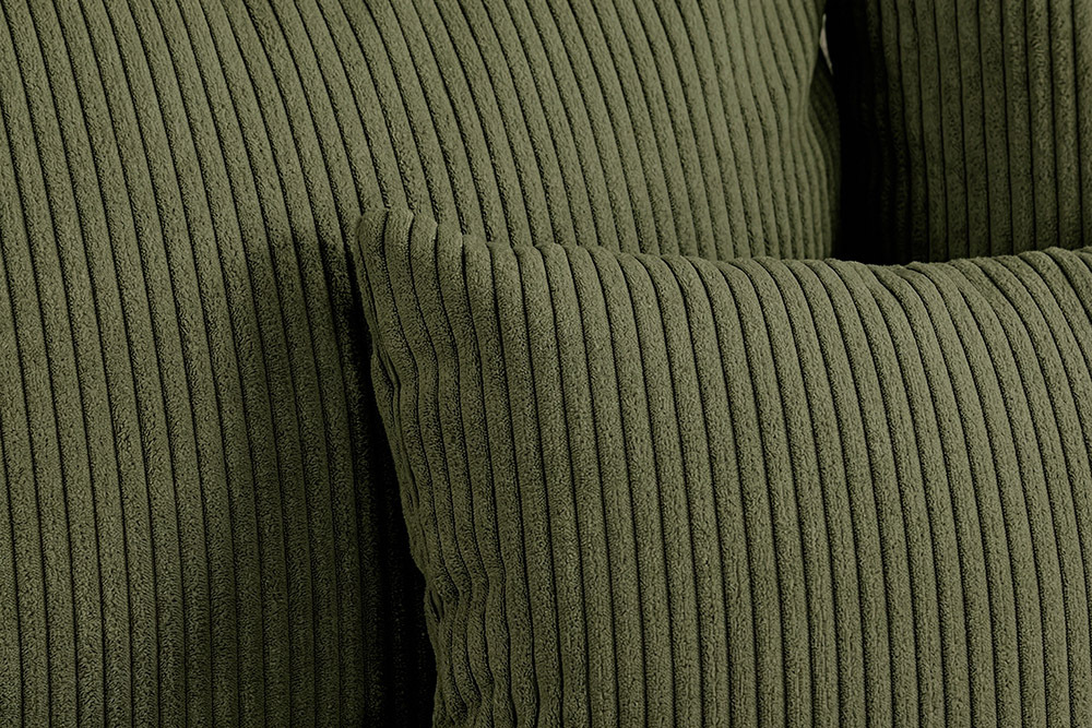 Modernes XXL Sofa ELEGANCIA 285cm grün Cord Federkern inklusive Kissen Bigsofa