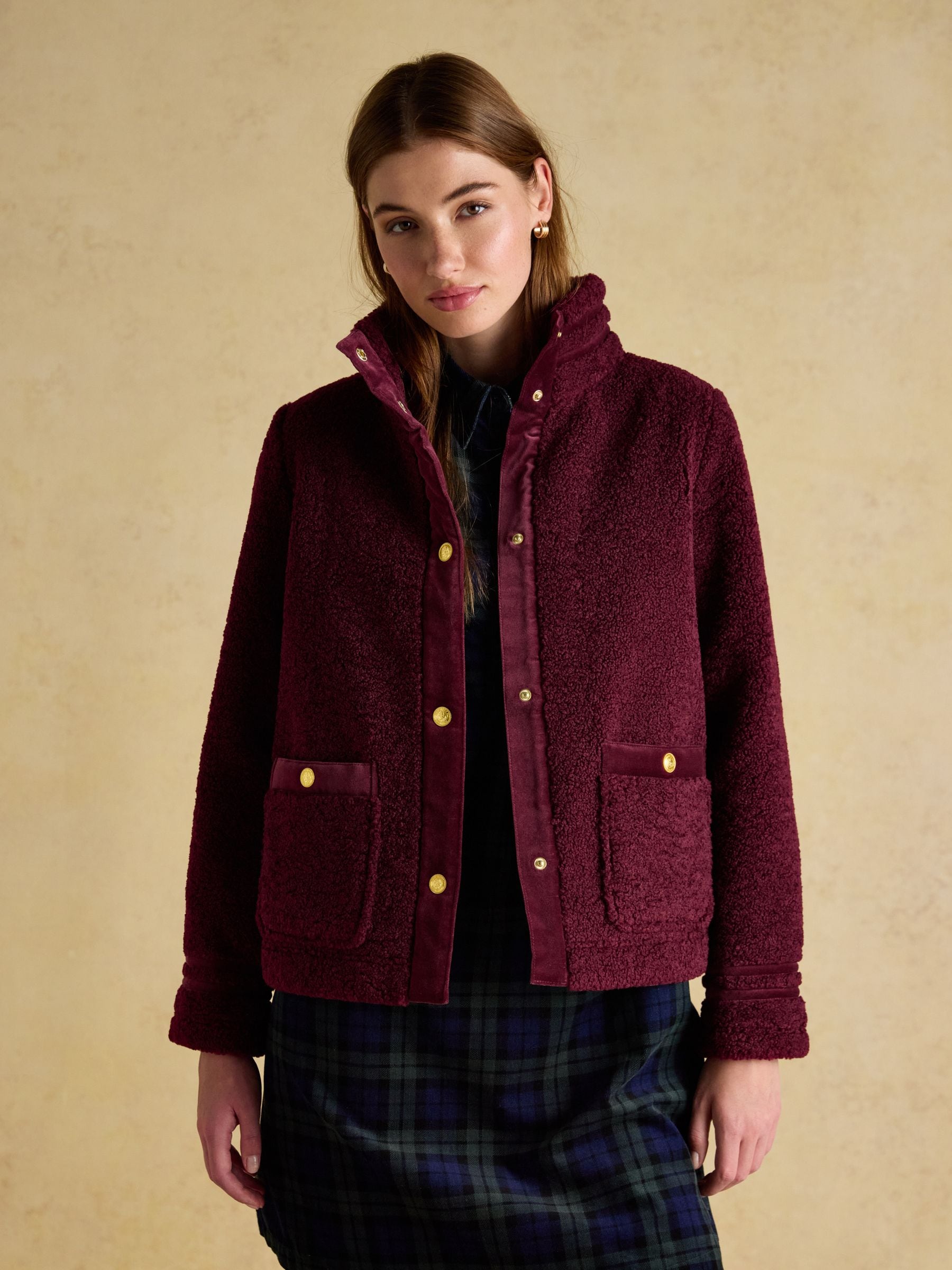 Bordeauxrood - Joules Fleur Fleece Jacket