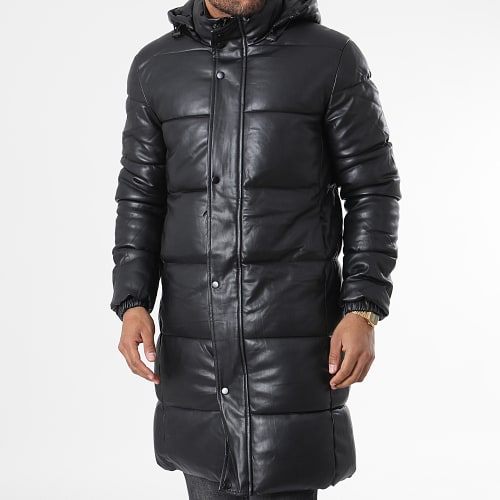 Doudoune Capuche Longue Enduit M2115 Noir
