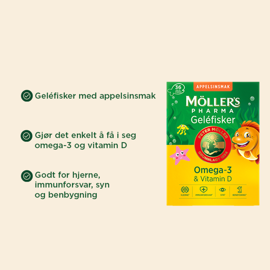 Möller's Pharma Omega 3 gelefisk 36 stk