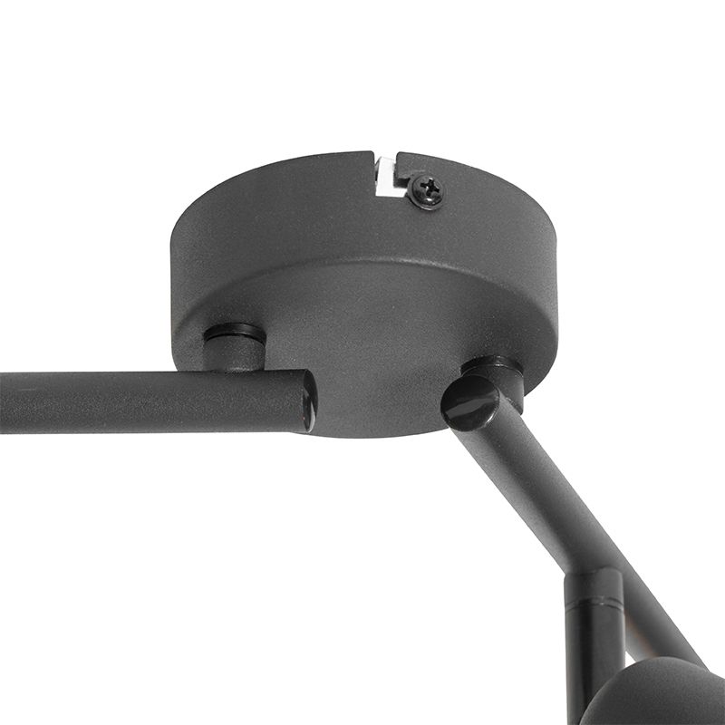 Design plafondlamp zwart met goud 4-lichts langwerpig - Noud