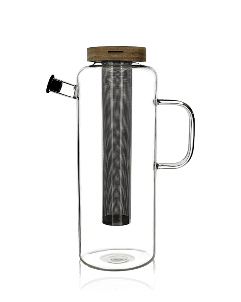 Théière carafe 1,2L en verre-OGO - Couvercle acacia