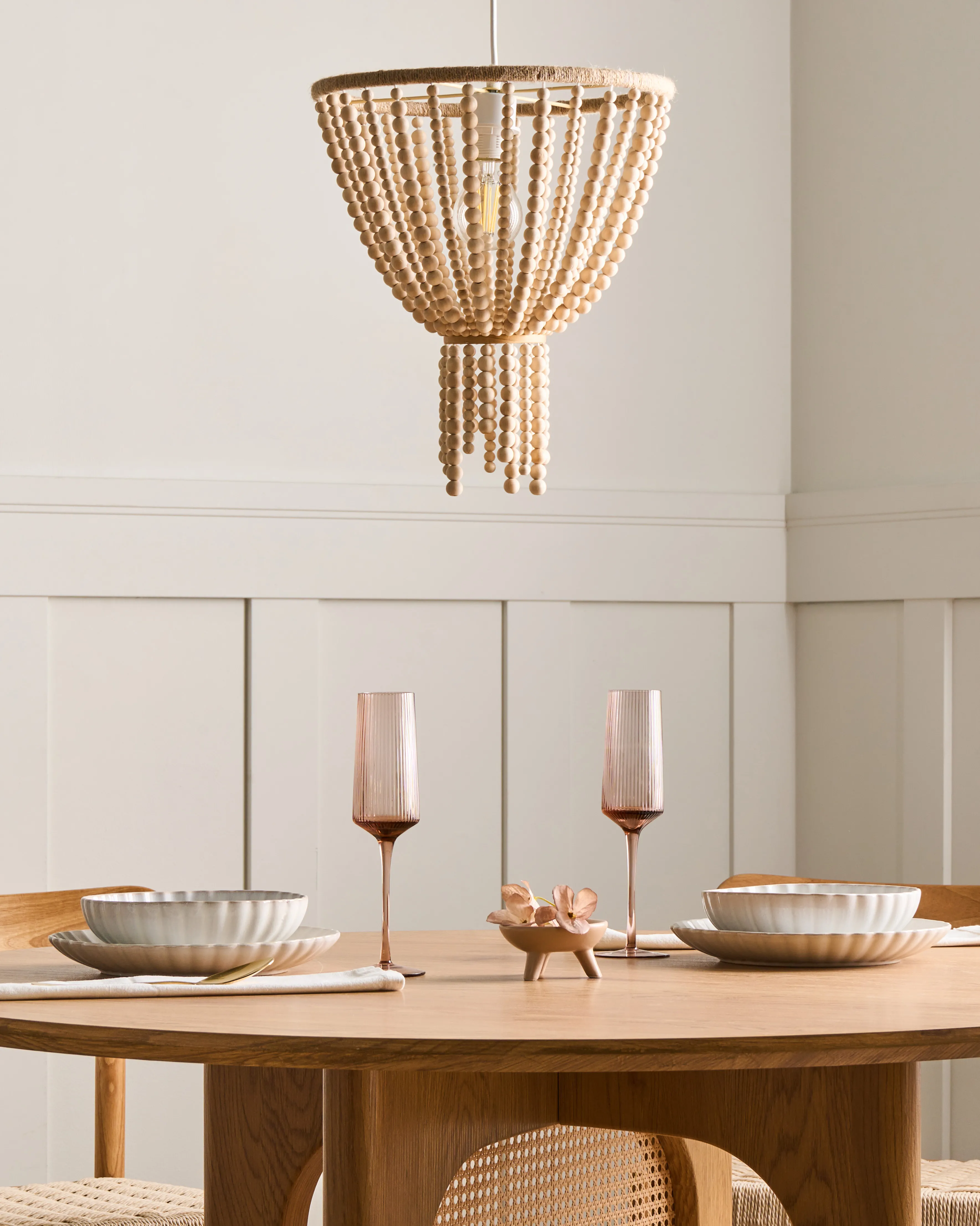 Kroonluchter PUSWELI Hout Lichtbruin