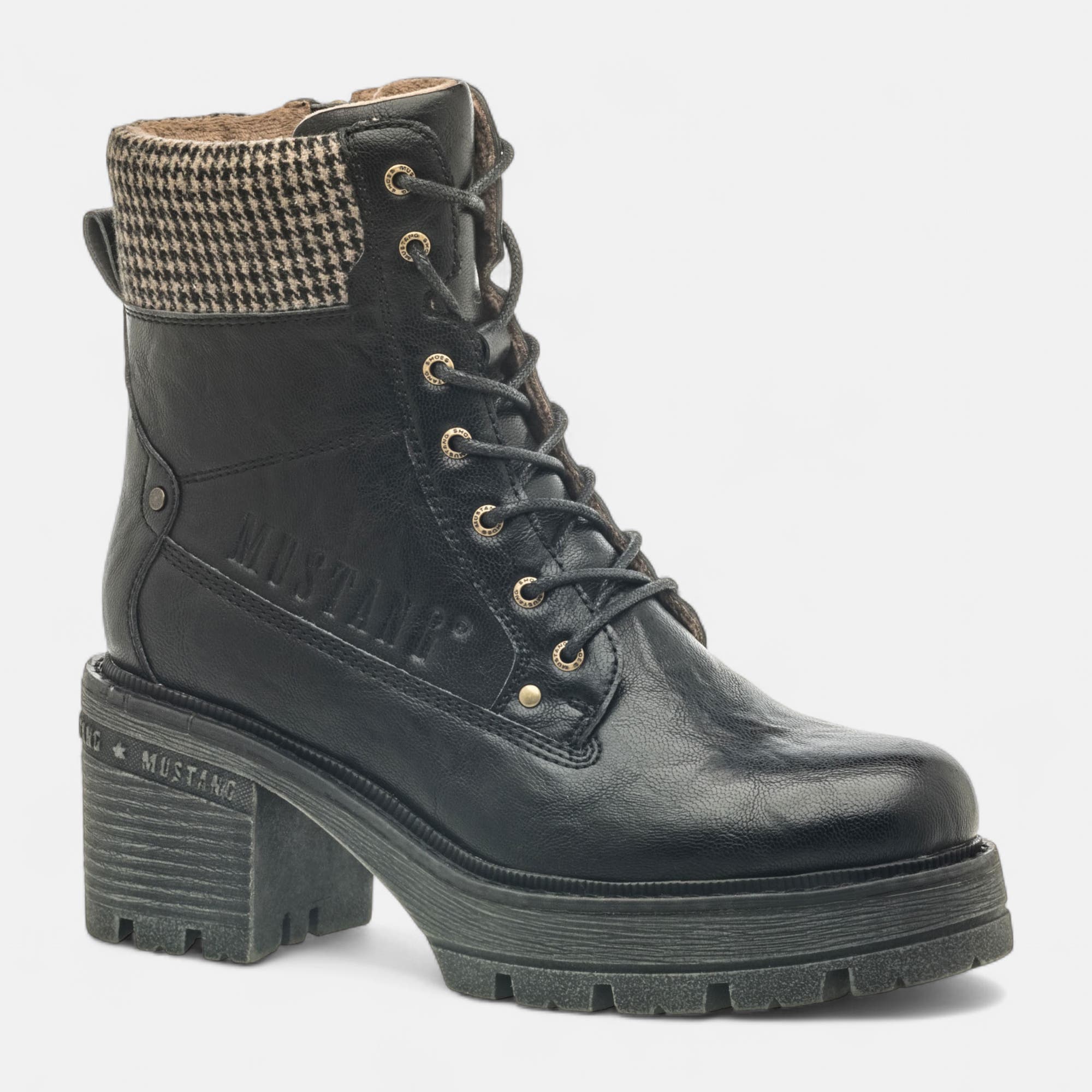 Bottines à lacets à talon Femme noir