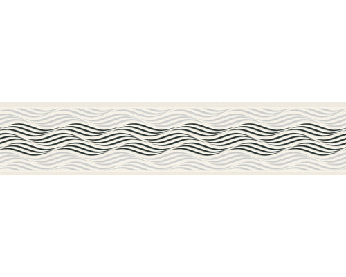 Zelfklevende rand 3841-26 Alleen Rand Golven wit zwart 5 m x 13 cm