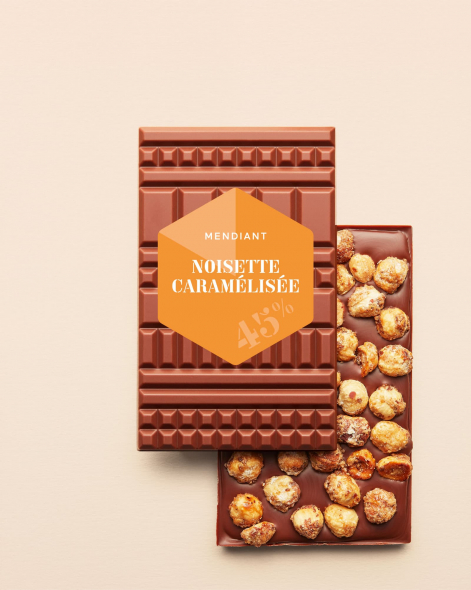 Tablette Mendiant Noisettes caramélisées Chocolat au Lait 45% | Le Chocolat Alain Ducasse 100g