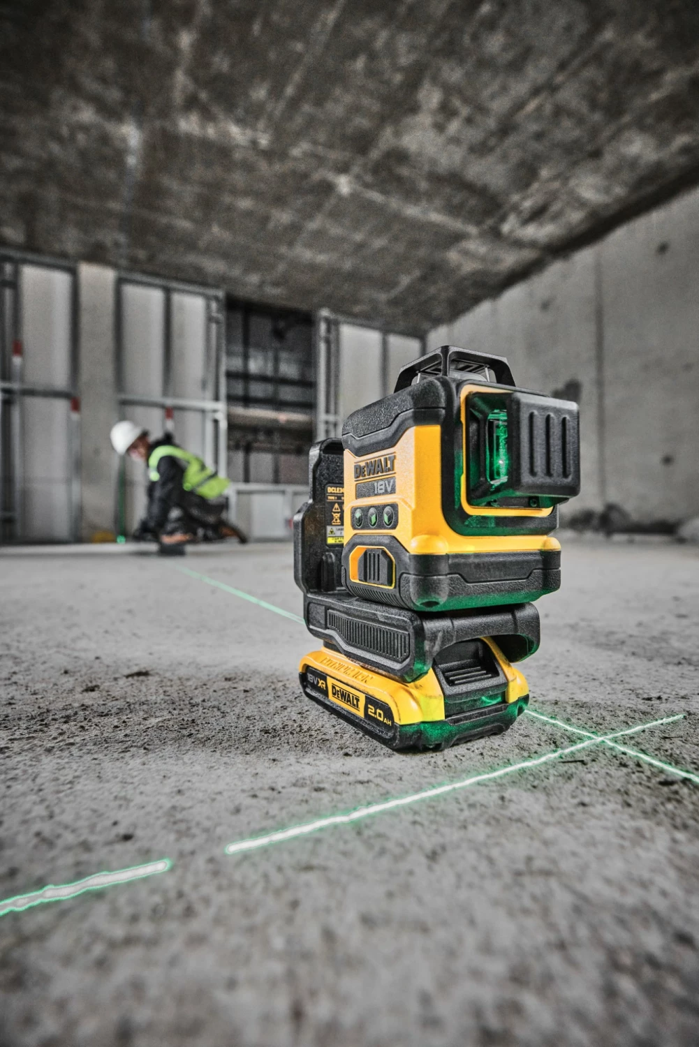 DeWALT DCLE34031D1-QW 18V Li-ion Accu zelfnivellerende Kruislijnlaser set (1x 2.0Ah) - 3x360° - Groen