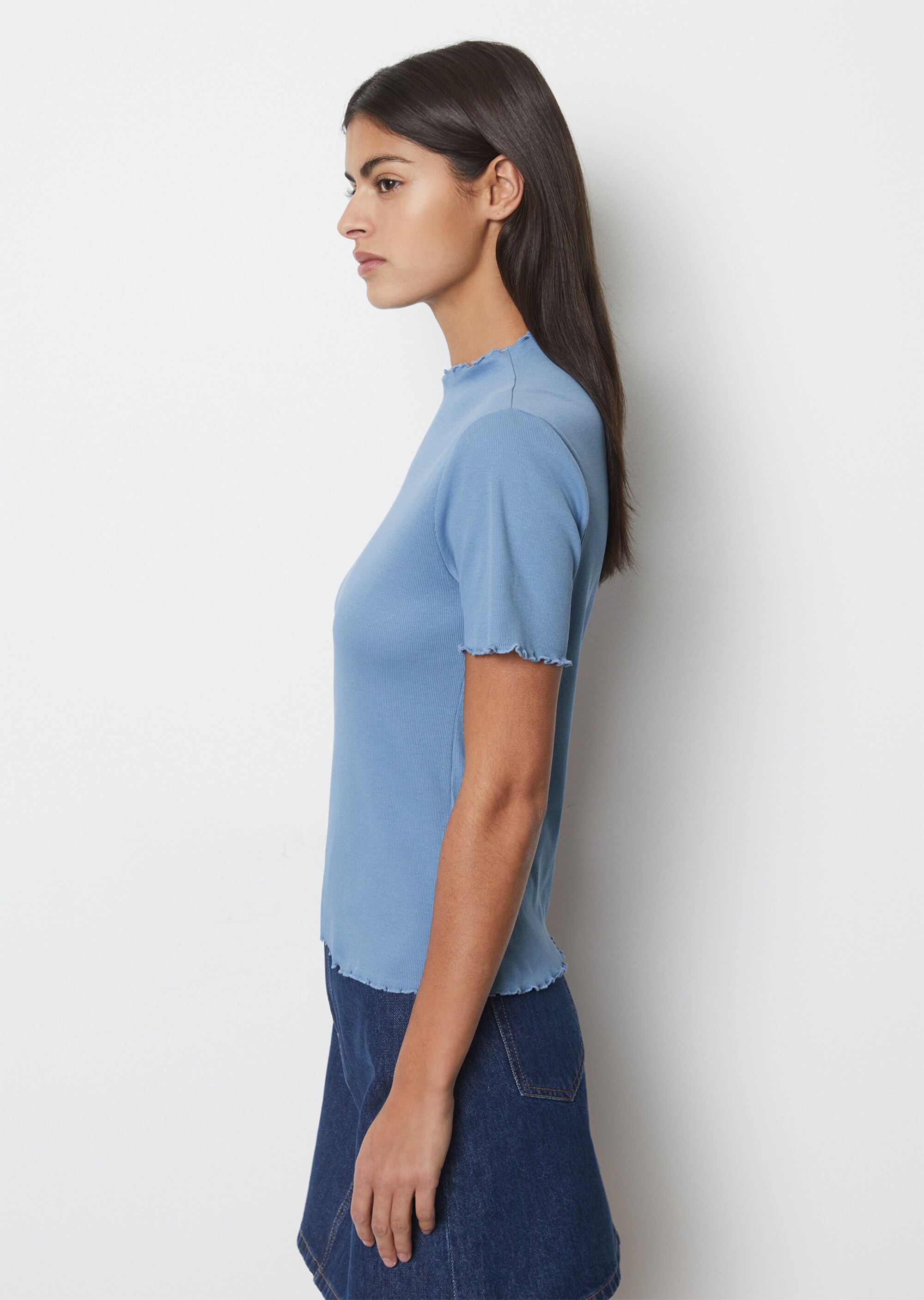 Ripp-T-Shirt slim aus Organic-Cotton-Stretch