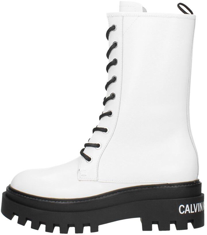 Calvin Klein Flatform Mid Lace Up Boot wit