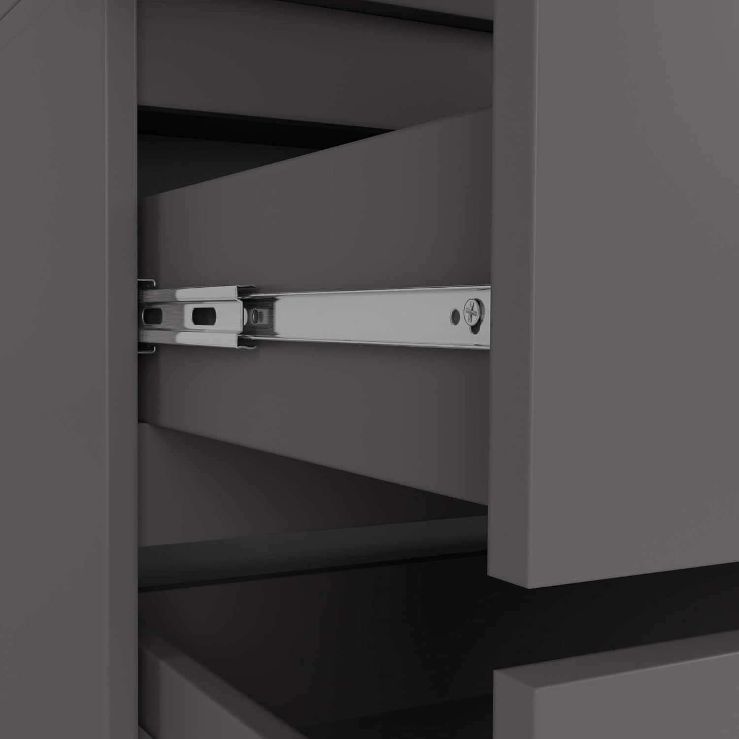 AKORD Zweitüriger Kleiderschrank S 90 cm 2 Schubladen mit Regalen und Einer Kleiderstange für EIN Schlafzimmer Kleiderschränke Minimalistischer Stil Schichtstoffplatte 16 mm | Graphitgrau
