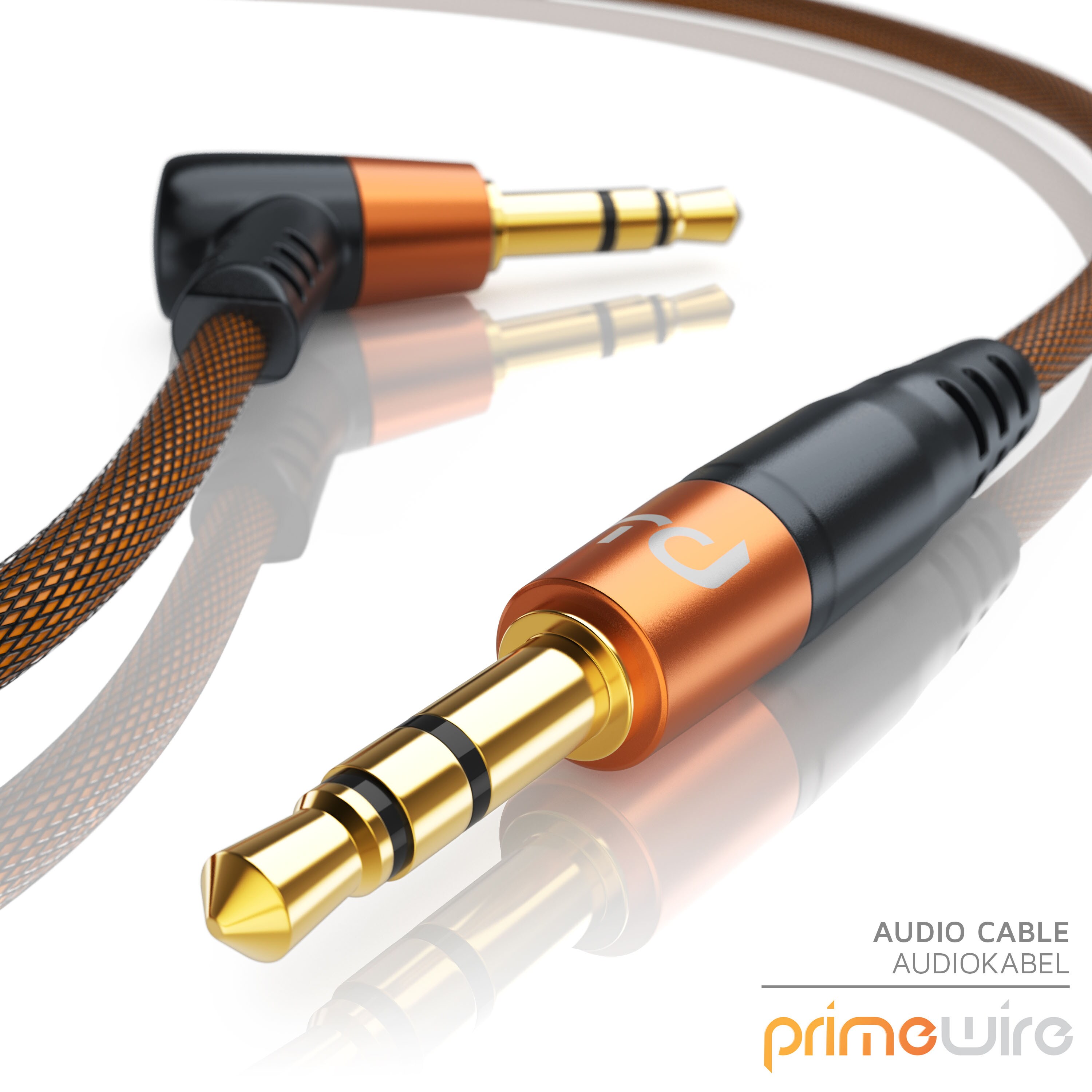 Primewire AUX Audio-Kabel, 3,5-mm-Klinke, gewinkeltes HiFi Stereo Klinkenkabel / Verbindungskabel - 2m