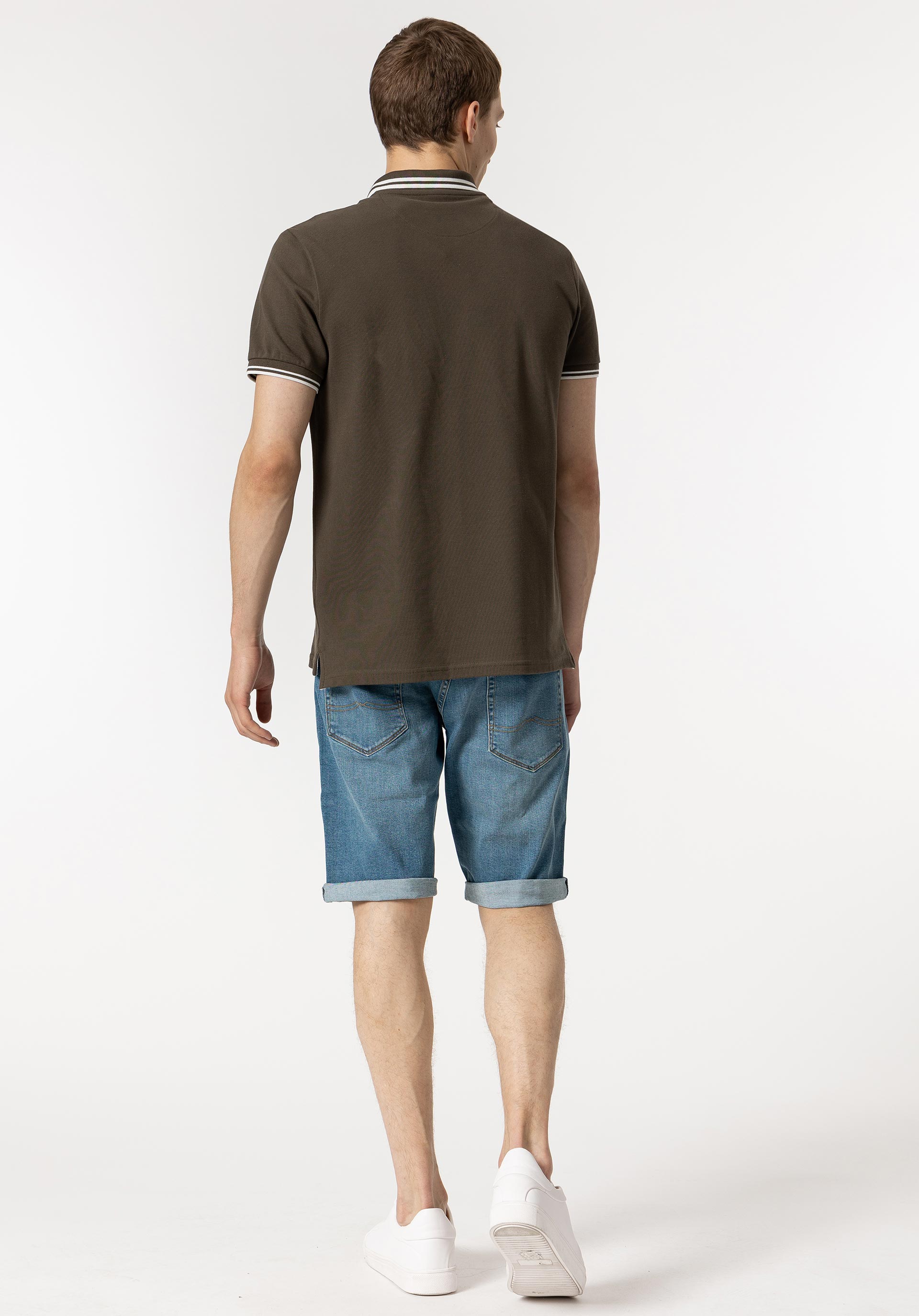 Calções de Ganga Slim Fit com Rasgões