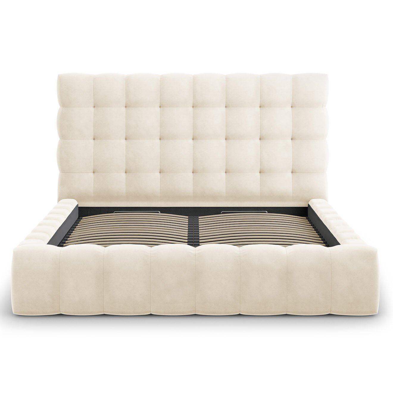 Cosmopolitan Design Lit avec coffre de rangement Bali Velours beige clair - 180x200 cm