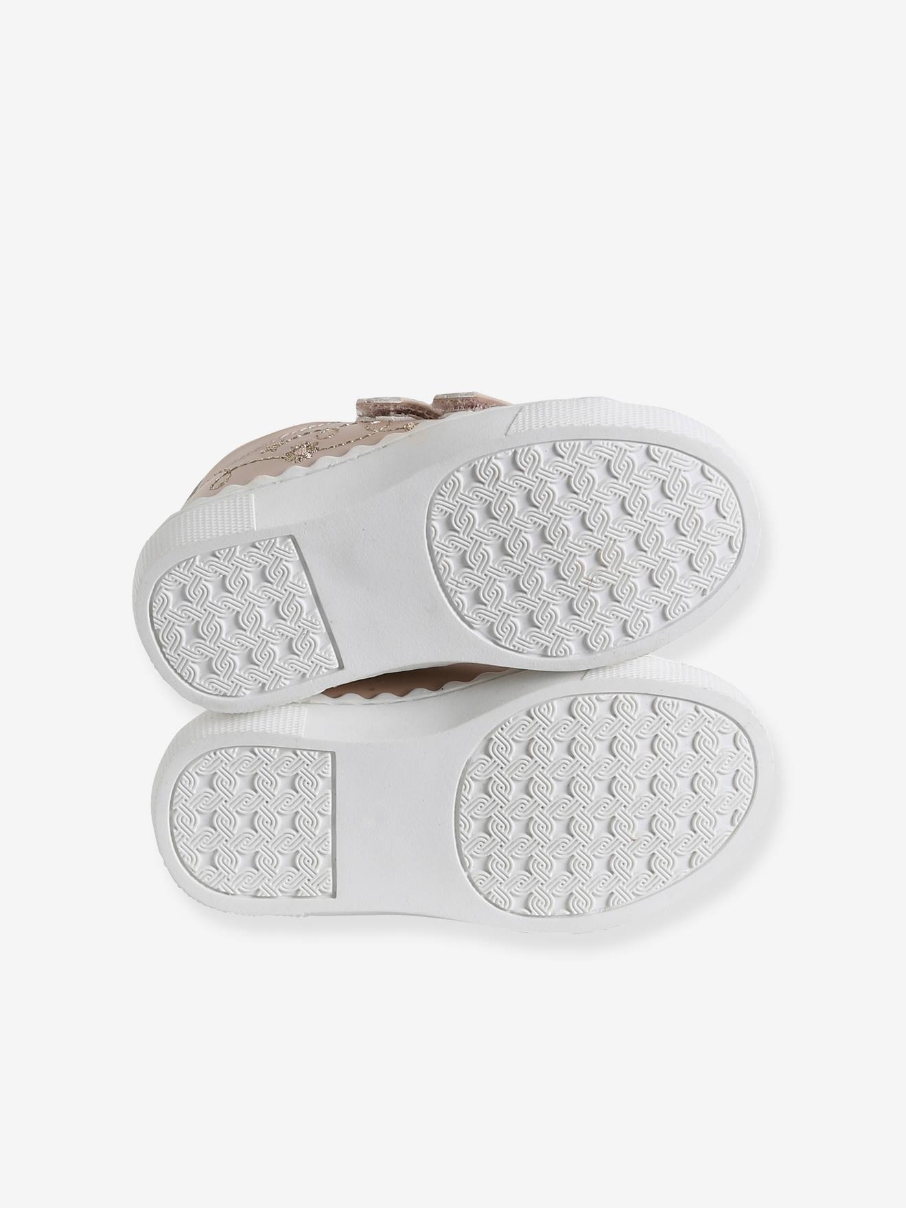 Tênis de bebê com bordado e fecho de velcro, rosa claro