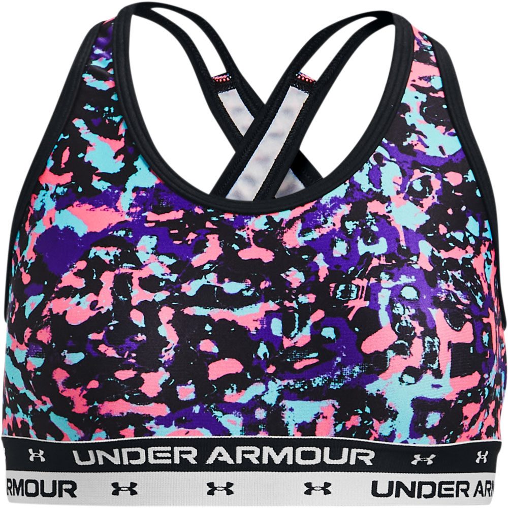 Under Armour Crossback Printed Sport BH Mädchen schwarz